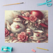 ヴィンテージレッドハットティーパーティー 薄葉紙 (クラフト)