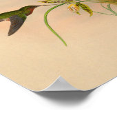 ヴィンテージレッドハミングバードプリントイエローフラワー ポスター (角)