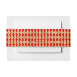 ヴィンテージレッドハーレクインパターン 招待状ベリーバンド