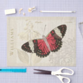 ヴィンテージレッドバタフライデクページティッシュペーパー 薄葉紙 (クラフト)