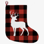 ヴィンテージレッドバッファロープレイド&ディアー ラージクリスマスストッキング (正面)