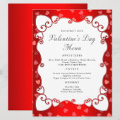 ヴィンテージレッドバレンタインデーピンクハート縁ど メニュー (正面/裏面)