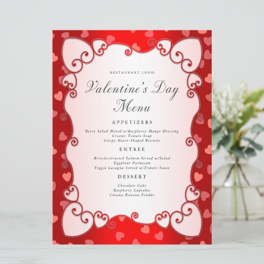 ヴィンテージレッドバレンタインデーピンクハート縁ど メニュー (スタンド正面)
