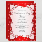 ヴィンテージレッドバレンタインデーピンクハート縁ど メニュー (正面/裏面)