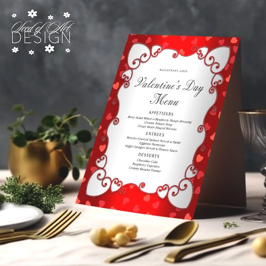 ヴィンテージレッドバレンタインデーピンクハート縁ど メニュー