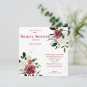 ヴィンテージレッドバーガンディホワイトローズブライダルシャワー 招待状 (スタンド正面)