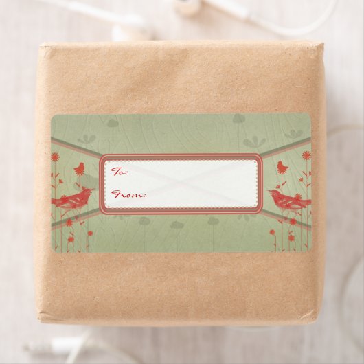 ヴィンテージレッドバードのクリスマスギフトタグ ラベル (インサイチュ)