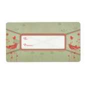 ヴィンテージレッドバードのクリスマスギフトタグ ラベル (正面)