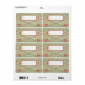 ヴィンテージレッドバードのクリスマスギフトタグ ラベル (フルシート)