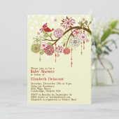 ヴィンテージレッドバードウィンターベビーシャワー招待状 招待状 (スタンド正面)