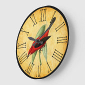 ヴィンテージレッドバードオーランテアンドキッエレガントチン ラージ壁時計 (傾斜)
