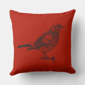 ヴィンテージレッドバードデザインレトロ装飾用クッション クッション (裏面)