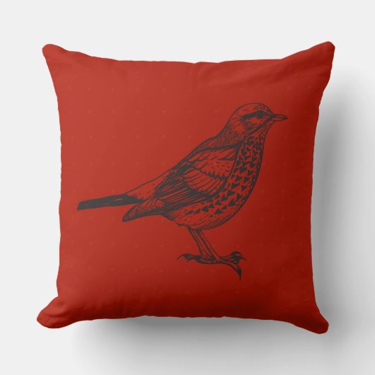 ヴィンテージレッドバードデザインレトロ装飾用クッション クッション (正面)