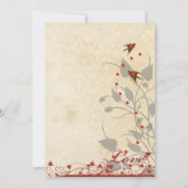 ヴィンテージレッドバードハート結婚式招待状 招待状 (裏面)