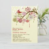 ヴィンテージレッドバードフローラブライダルシャワー招待 招待状 (スタンド正面)