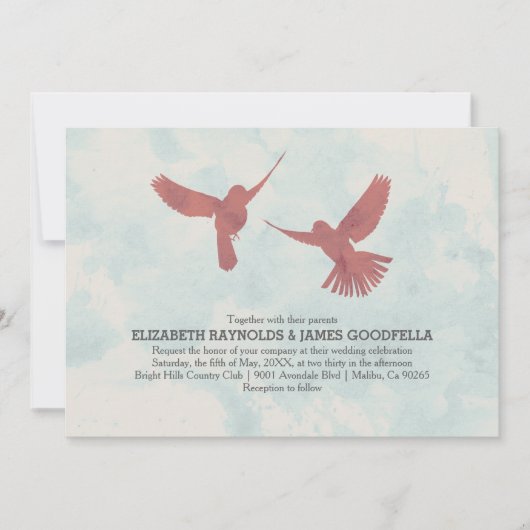 ヴィンテージレッドバード結婚式招待状 招待状 (正面)