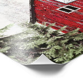 ヴィンテージレッドバーンクリスマスツリーファームウォールアート フォトプリント            (角)