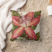 ヴィンテージレッドパッションフラワーデザイン2装飾用クッション クッション (ブランケット)