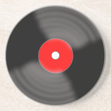 ヴィンテージレッドビニールレコードロカビリードリンクコースター