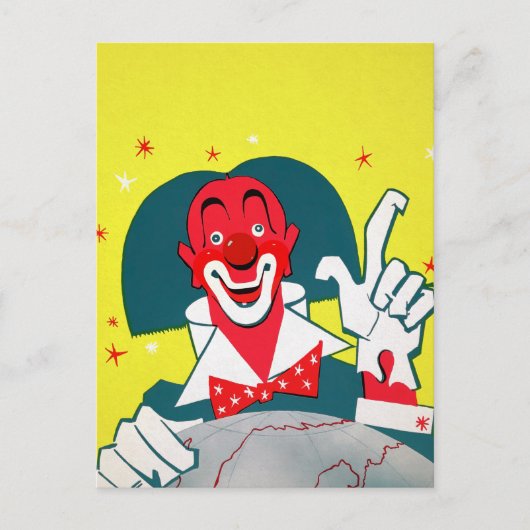 ヴィンテージレッドピエロはがき ポストカード (正面)