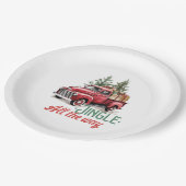 ヴィンテージレッドピックアップトラックのザラザラすべての方法 ペーパープレート (アングル)