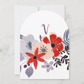 ヴィンテージレッドピンクとラベンダーフローラ招待状 招待状 (裏面)