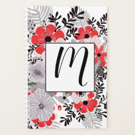 ヴィンテージレッドピンクとラベンダーフローラ プランナー手帳