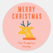 ヴィンテージレッドピンクトナディアヘッドクリスマスレトロ ラウンドシール (正面)