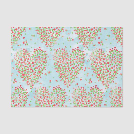 ヴィンテージレッドピンクローズフローラハートブルーデコパージュ 薄葉紙 (正面)