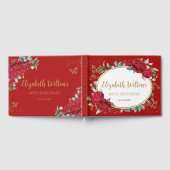 ヴィンテージレッドピーニーフローラ蝶誕生日 ゲストブック (全面)