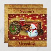 ヴィンテージレッドファームトラクタークリスマス シーズンカード (正面/裏面)