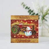 ヴィンテージレッドファームトラクタークリスマス シーズンカード (スタンド正面)