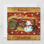 ヴィンテージレッドファームトラクタークリスマス シーズンカード (正面)