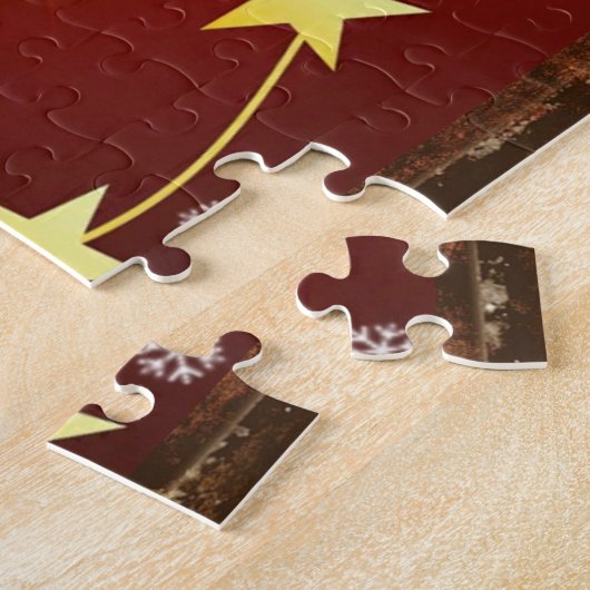 ヴィンテージレッドファームトラクタークリスマス ジグソーパズル (側面)