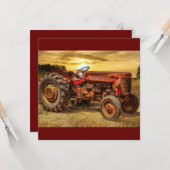 ヴィンテージレッドファームトラクター カード (正面/裏面インサイチュ)