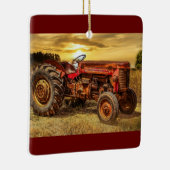 ヴィンテージレッドファームトラクター セラミックオーナメント (右)