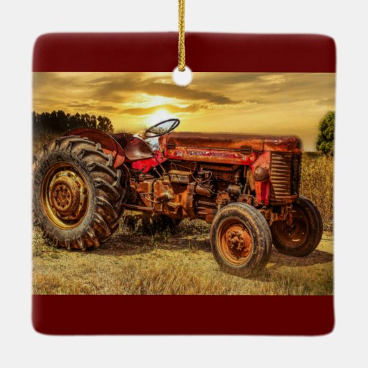 ヴィンテージレッドファームトラクター セラミックオーナメント (裏面)