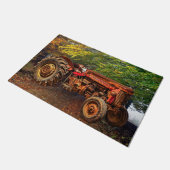 ヴィンテージレッドファームトラクター ドアマット (アングル)