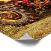 ヴィンテージレッドファームトラクター ポスター (角)