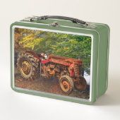 ヴィンテージレッドファームトラクター メタルランチボックス (正面)