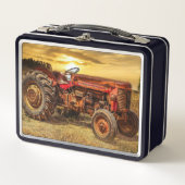 ヴィンテージレッドファームトラクター メタルランチボックス (正面)