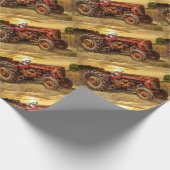 ヴィンテージレッドファームトラクター ラッピングペーパー (角)