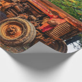 ヴィンテージレッドファームトラクター ラッピングペーパー (角)