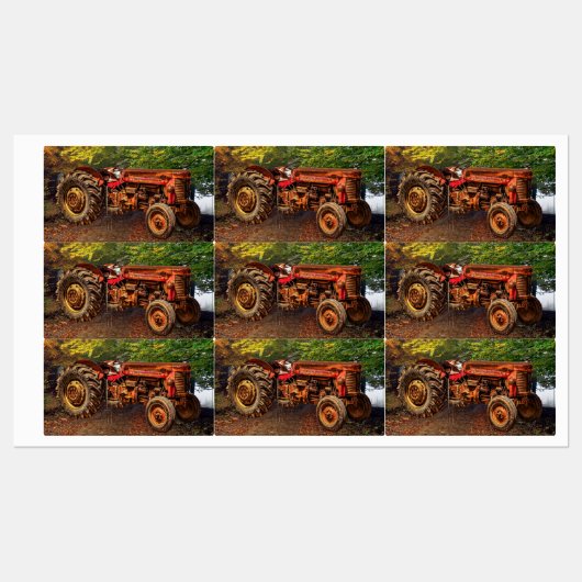 ヴィンテージレッドファームトラクター ラベル (シート)