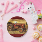 ヴィンテージレッドファームトラクタ ペーパープレート (パーティー)