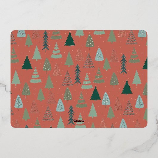 ヴィンテージレッドファームトラッククリスマスツリーホワイト 箔シーズンカード (裏面)