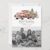 ヴィンテージレッドファームトラッククリスマスツリー写真 シーズンカード (正面)