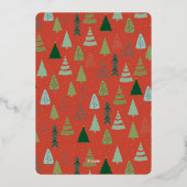 ヴィンテージレッドファームトラッククリスマスツリー犬の写真 箔シーズンカード (裏面)