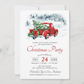 ヴィンテージレッドファームトラッククリスマスホリデーパーティー 招待状 (正面)