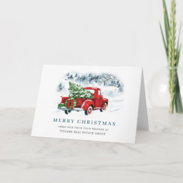 ヴィンテージレッドファームトラッククリスマス企業の シーズンカード